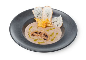 A bowl of delicious homemade cream of mushroom soup