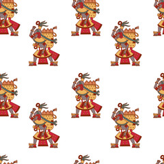 Fototapeta premium Aztec cacao chocolate seamless pattern design. Vector illustration.