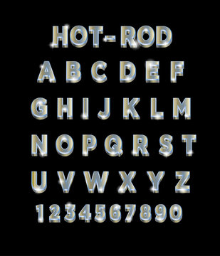 Decorate alphabet design with metal texture. Vector illustration.