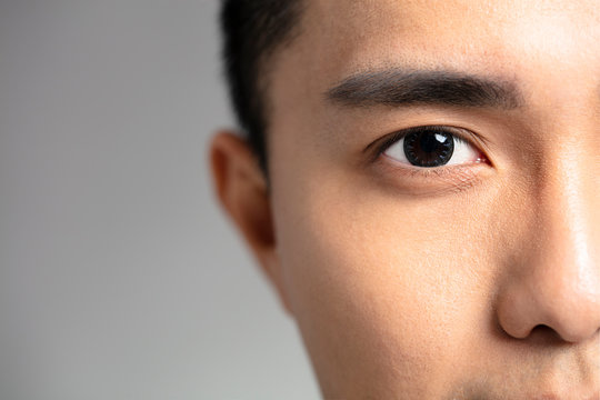 Half Face Of Handsome Asian Young Men