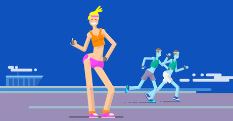 Sport a runner character design in flat style. Vector illustration.