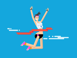 Sport a runner character design in flat style. Vector illustration.