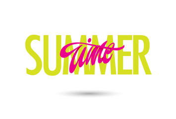 Summer time lettering poster design. Vector illustration.