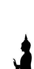 silhouette of buddha statue on white background