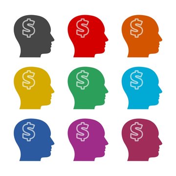 Mind concept graphic for money icon or logo, color set