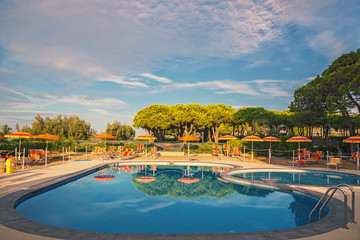 Adventure and relaxation in summertime in tourist village