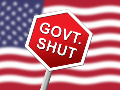 Government Shutdown Flag Means America Closed By Senate Or President