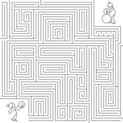 Complex puzzle winter maze labyrinth. Linear vector puzzle