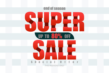 super sale up to 80% end of year special offer bone tone vector illustration eps10