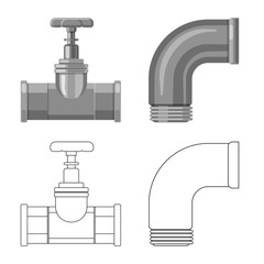Vector illustration of pipe and tube icon. Set of pipe and pipeline stock vector illustration.