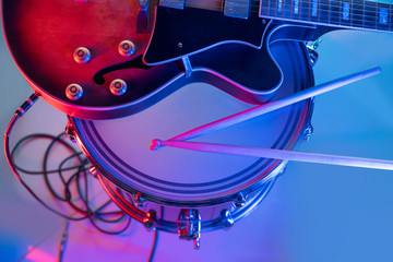 Musical instruments-electric guitar and drum