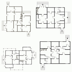 Architectural blueprint in top view background.