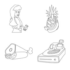 Isolated object of food and drink logo. Set of food and store stock symbol for web.