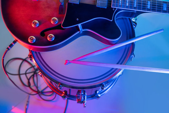 Musical instruments-electric guitar and drum