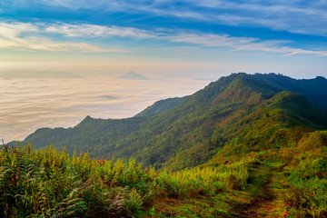 Landscape of sunrise on Mountain at  of Phu Chi Dao ,Thailand