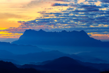 Landscape of sunrise on Mountain at Doi Luang Chiang Dao, ChiangMai ,Thailand