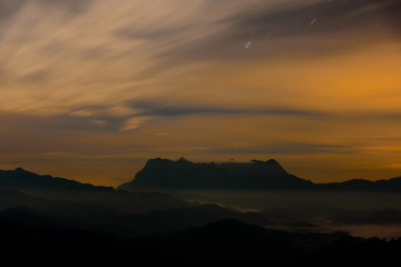 Landscape of sunrise on Mountain at Doi Luang Chiang Dao, ChiangMai ,Thailand