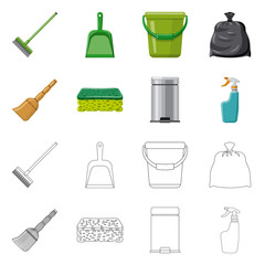 Vector illustration of cleaning and service icon. Set of cleaning and household vector icon for stock.