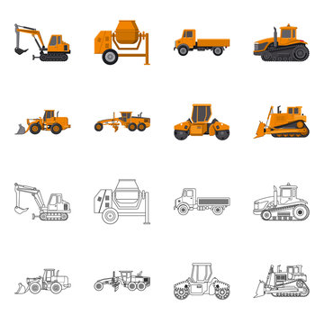 Vector illustration of build and construction logo. Collection of build and machinery stock vector illustration.