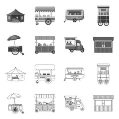 Isolated object of market and exterior sign. Set of market and food stock symbol for web.