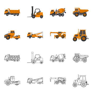 Isolated object of build and construction symbol. Set of build and machinery stock vector illustration.