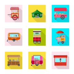 Vector design of market and exterior icon. Collection of market and food stock symbol for web.