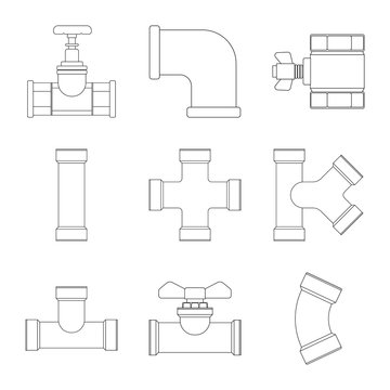 Vector illustration of pipe and tube icon. Set of pipe and pipeline vector icon for stock.