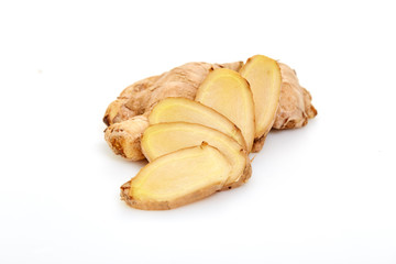 sliced fresh ginger root spice
