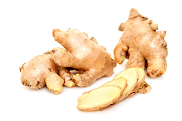 sliced fresh ginger root spice