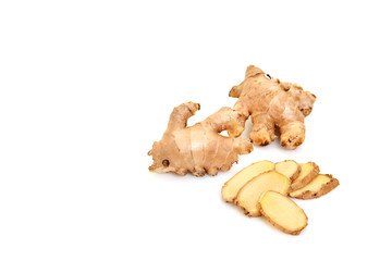 sliced fresh ginger root spice