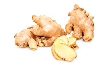 sliced fresh ginger root spice