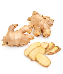 sliced fresh ginger root spice