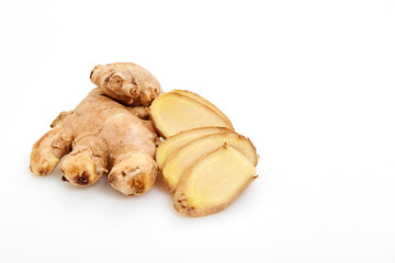 sliced fresh ginger root spice