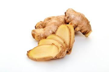 sliced fresh ginger root spice