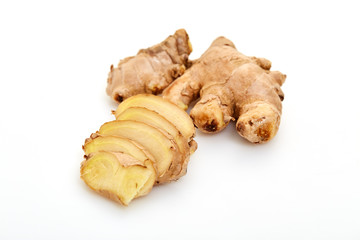 sliced fresh ginger root spice