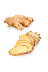 sliced fresh ginger root spice