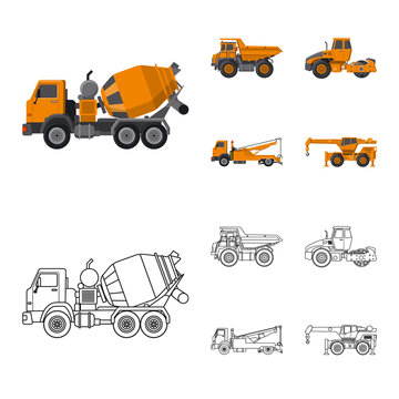 Vector illustration of build and construction icon. Set of build and machinery vector icon for stock.