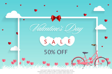Happy Valentines Day sale banner vector design. 
