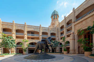 Elephant statue in Sun City or Lost City, big entertainment center in South Africa like Las Vegas...