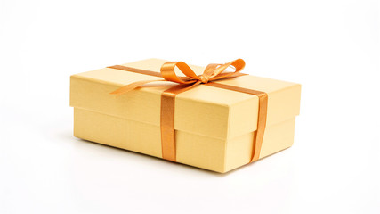 Gold gift box on a white background.