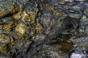 Gold ore in an old mine