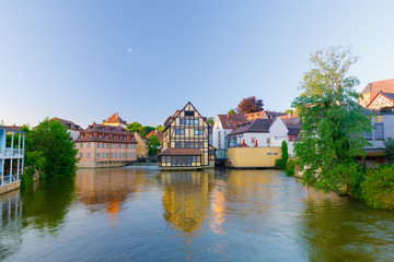 Obraz premium river Regnitz in Bamberg at sunrise