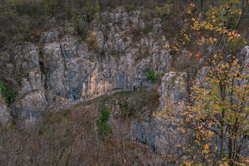 Magnificent autumn view from the mountain above Dryanovo monastery.