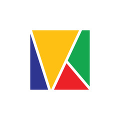 abstract letter vk square colorful logo