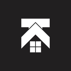 letter t roof window real estate logo vector