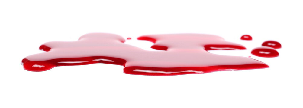Naklejki Spilled red wine puddle isolated on white background 