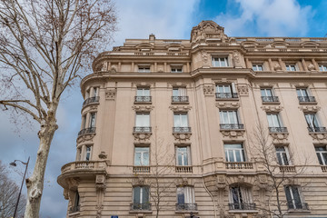 Paris, beautiful building in the center, typical parisian facade avenue de Suffren 