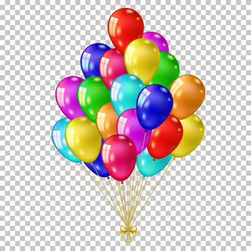 Realistic color balloon set, isolated on transparent background.