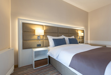 Interior of a luxury hotel bedroom