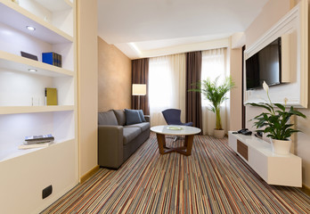 Fototapeta na wymiar Interior of a hotel apartment